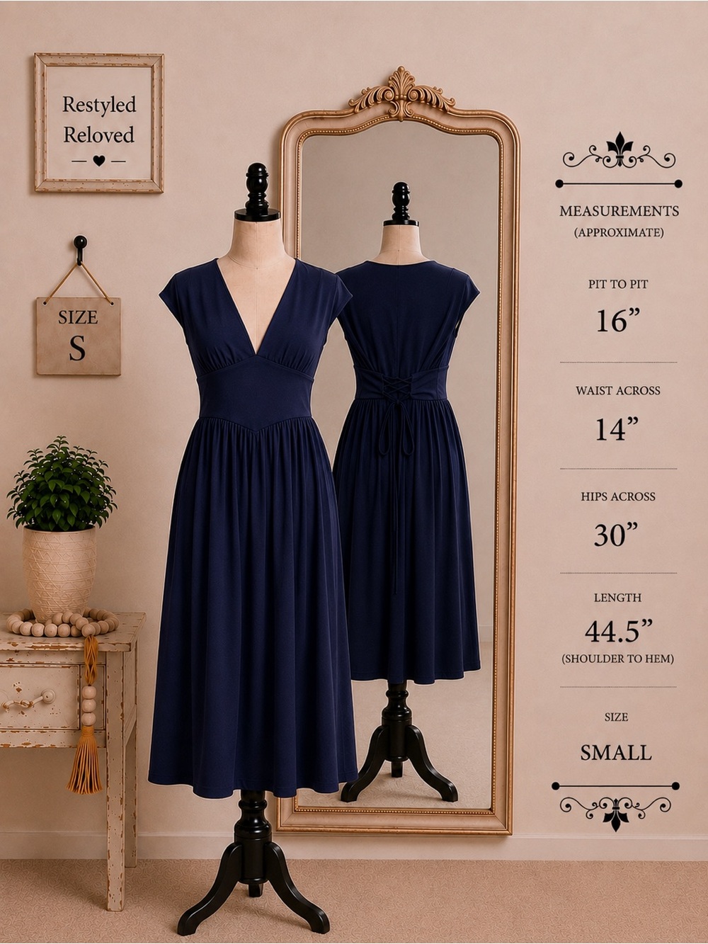 OYS Women's Summer Casual Deep V Neck Cap Sleeve Pleated Swing A Line Midi Dress